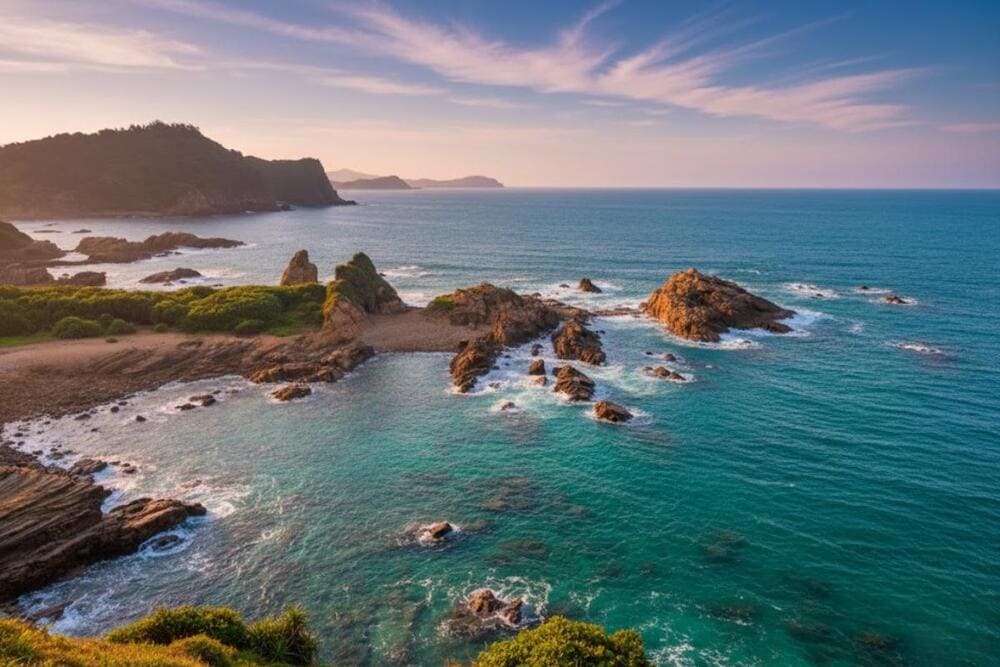 Nơi bình minh đẹp mê mẩn, với những vách đá trầm tích tựa như tranh vẽ